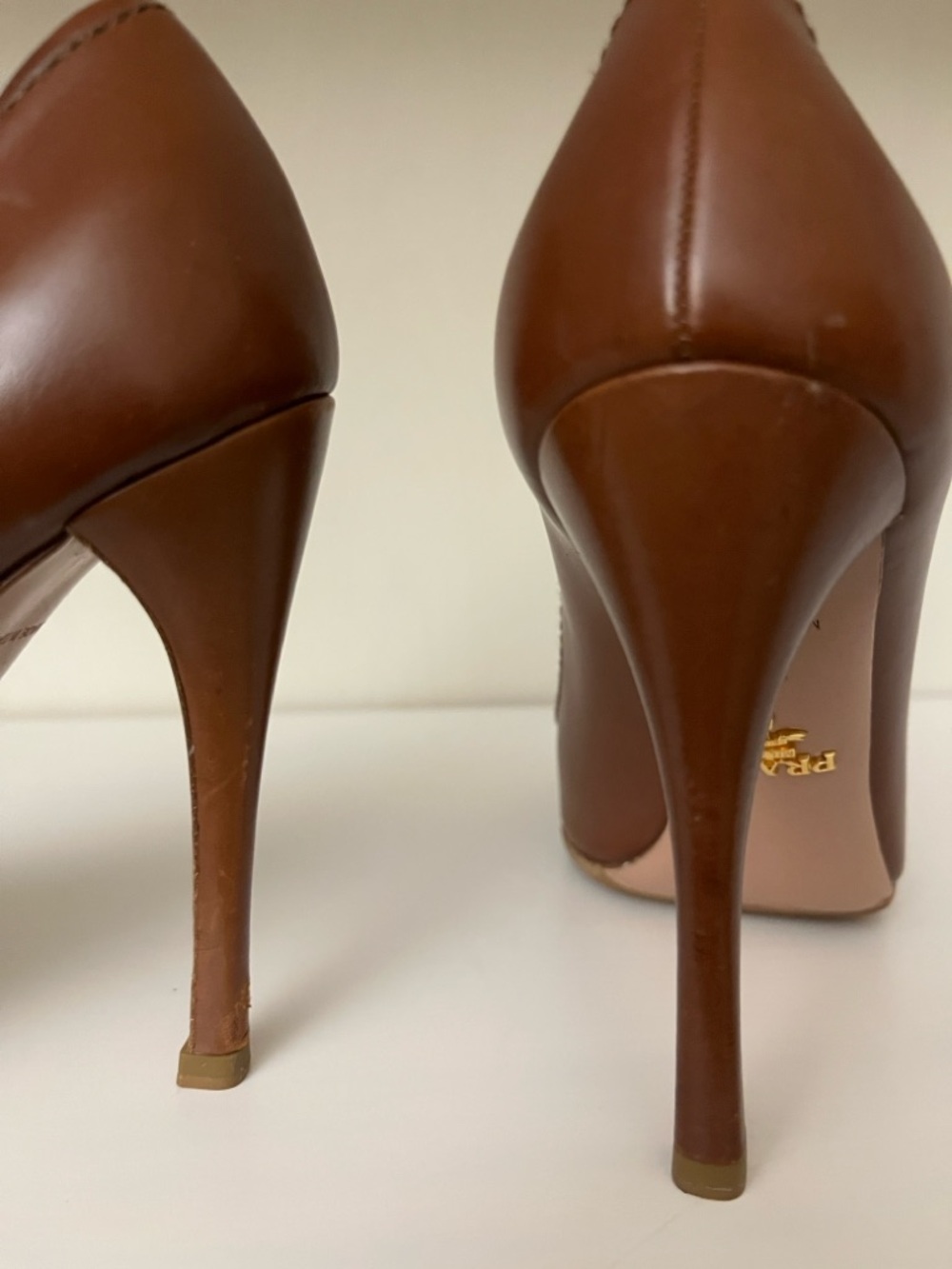 Prada Brown Leather Pointed-Toe Stiletto Pumps - Picture 12 of 14